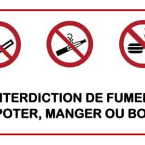 Autocollant "Interdiction de fumer, vapoter, manger ou boire" pour les véhicules (ambulance, VSL, taxi)