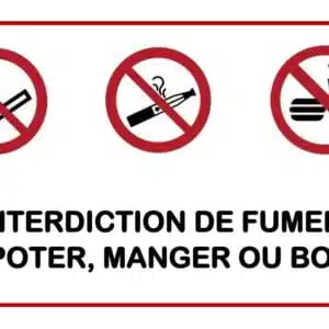 Autocollant "Interdiction de fumer, vapoter, manger ou boire" pour les véhicules (ambulance, VSL, taxi)