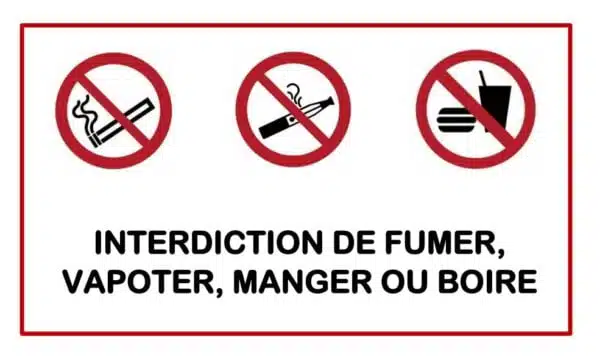 Autocollant "Interdiction de fumer, vapoter, manger ou boire" pour les véhicules (ambulance, VSL, taxi)