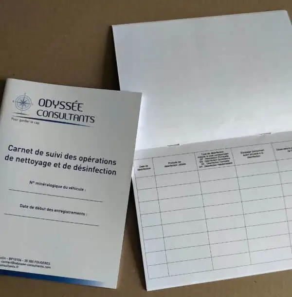Carnets de désinfection (Lot de 20)