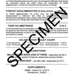 Affiche tarifs ambulances