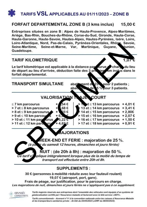 Autocollant tarifs majorés VSL